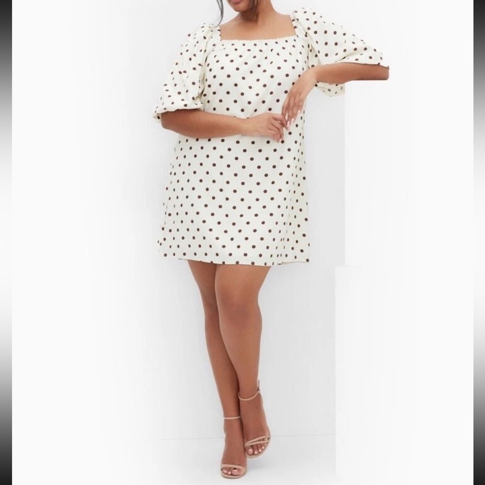 NWT City Chic Cream and Brown Polka Dot Mini Dress size 20